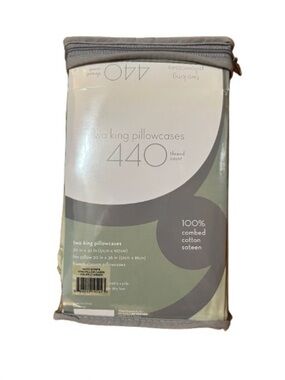 NWT Bed Bath & Beyond 440 Thread Count King Sateen Pillowcases Set of Two -